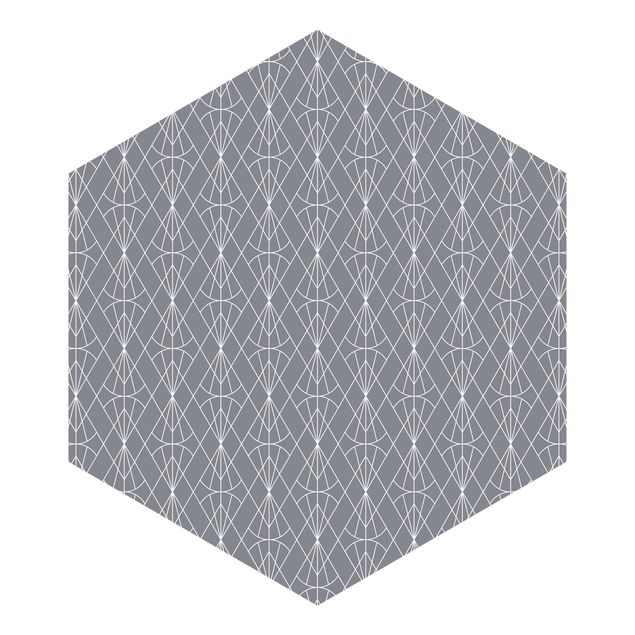 schöne Tapeten Art Deco Diamant Muster vor Grau XXL