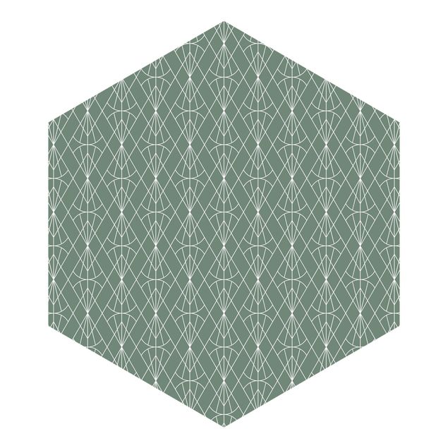 Tapeten Art Deco Diamant Muster vor Grün XXL