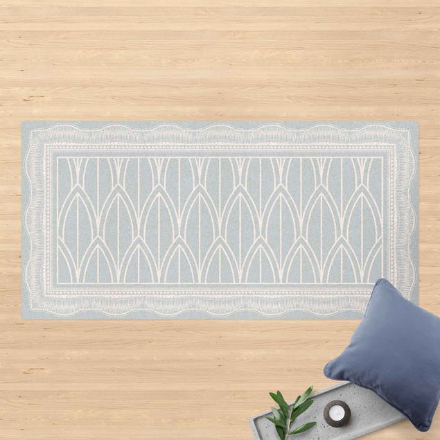 Teppichläufer Art Deco Federn Muster mit Bordüre
