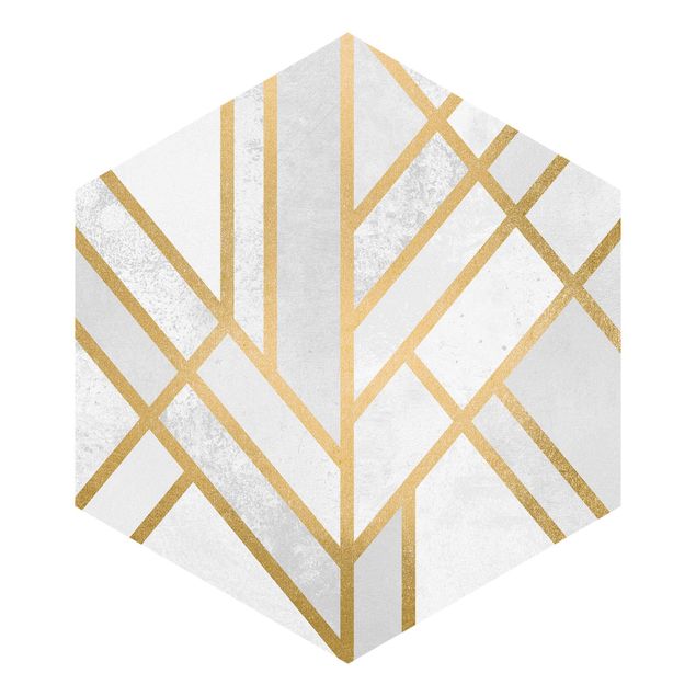 Tapete abstrakt Art Deco Geometrie Weiß Gold