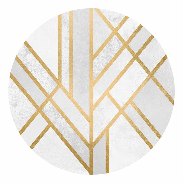 Tapeten mit Muster Art Deco Geometrie Weiß Gold