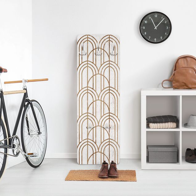 Garderobe mit Motiv Art Deco Muster auf Holz