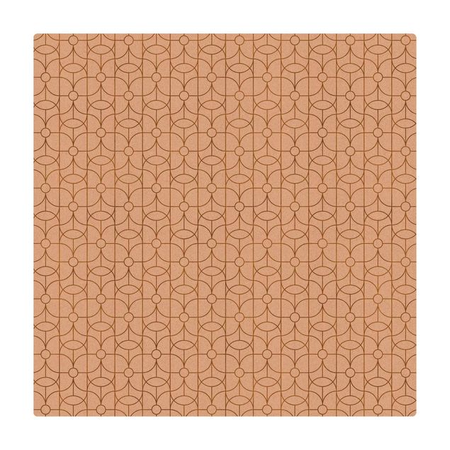 Kork-Teppich - Art Deco Schmetterling Linienmuster XXL - Quadrat 1:1