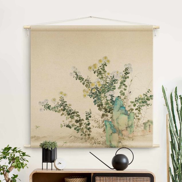 Moderne Wandteppiche Asiatische Zeichnung - Blumen
