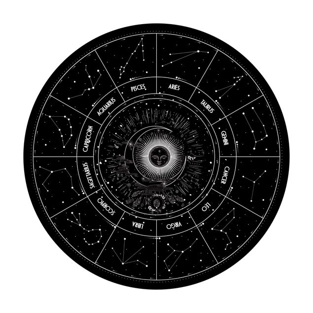 Vinyl-Matten Astrologie Die 12 Sternzeichen Schwarz