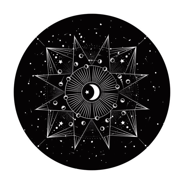 Vinyl-Bodenmatten Astrologie Mond Magie Schwarz
