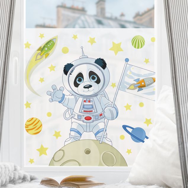 Tier Fensterbilder Astronaut Panda im All
