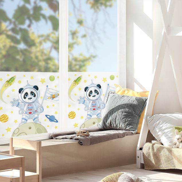 Fensterbilder selbstklebend Astronaut Panda im All