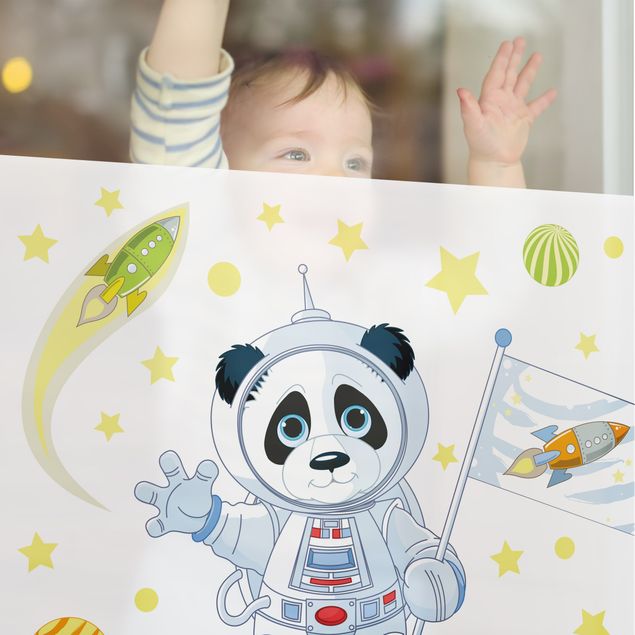Fensterfolie - Sichtschutz - Astronaut Panda im All - Fensterbilder