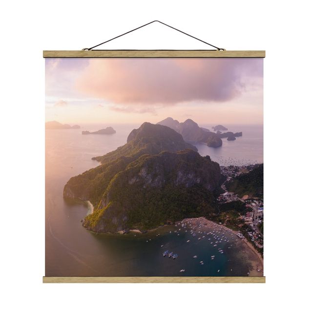 Stoffbild mit Posterleisten - Atmosphärische Küstenlandschaft - Quadrat