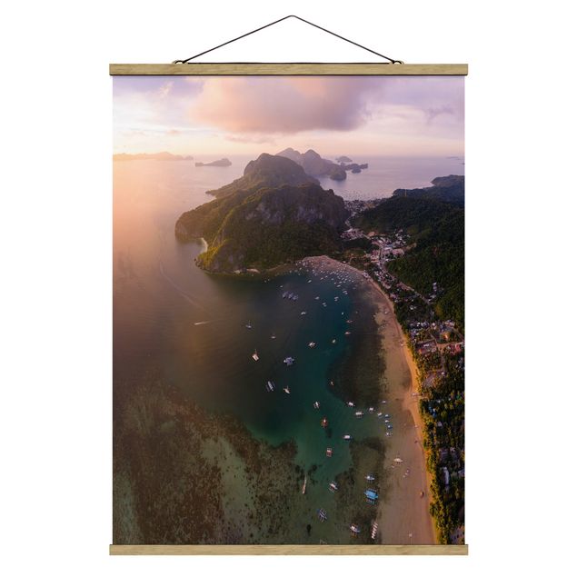 Stoffbild mit Posterleisten - Atmosphärische Küstenlandschaft - Hochformat