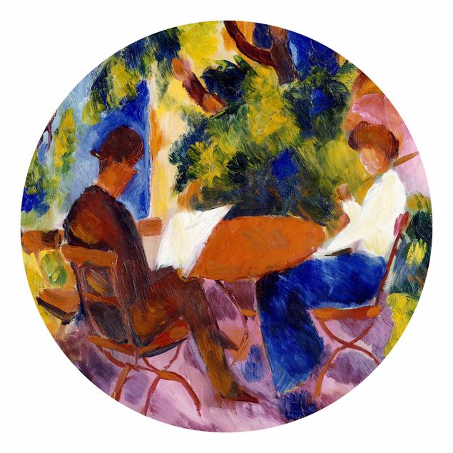 Gemälde abstrakt August Macke - Paar am Gartentisch
