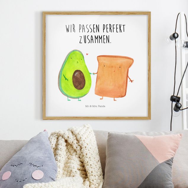 Moderne Bilder mit Rahmen Mr. & Mrs. Panda - Avocado - Perfektes Toast