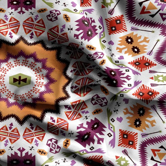 Vorhang blickdicht Azteken Boho Mandala mit Pink