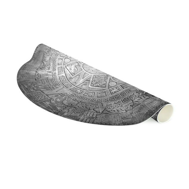 Teppiche groß Azteken Ornamentik im Kreis Schwarz-Weiß