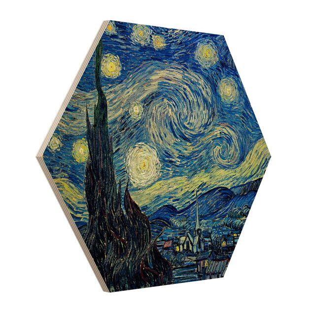 Wandbild Holz Vincent van Gogh - Sternennacht