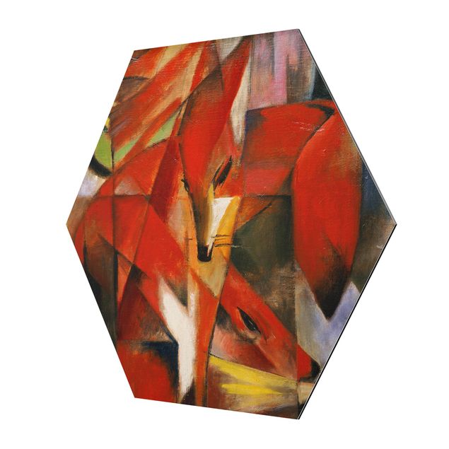 Hexagon Bild Alu-Dibond - Franz Marc - Füchse