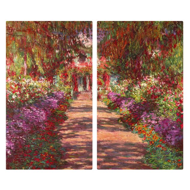 Herdabdeckplatte Glas - Claude Monet - Weg in Monets Garten in Giverny - 52x80cm