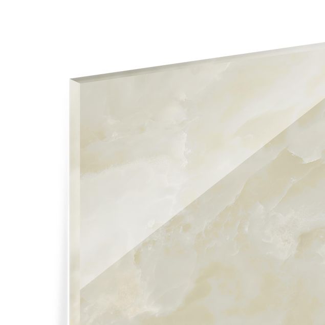 Spritzschutz Glas - Ony: Marmor Creme - Panorama - 5:2