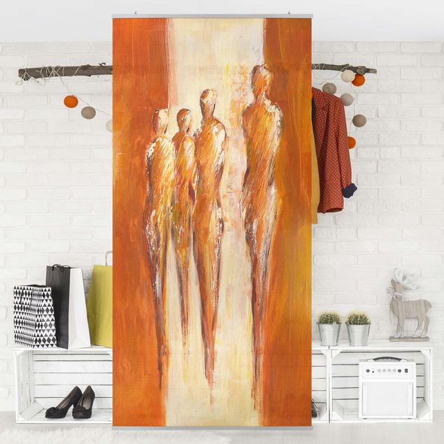Raumteiler abstrakt Petra Schüßler - Vier Figuren in Orange 02