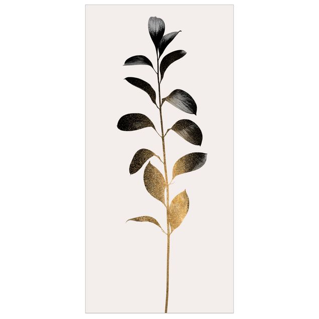 Raumteiler Grafische Pflanzenwelt - Gold und Grau