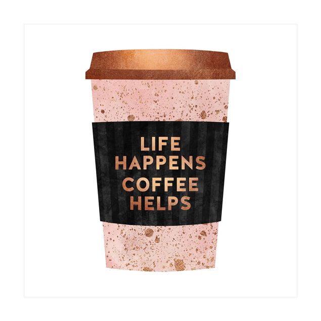 Große Teppiche Life Happens Coffee Helps Gold