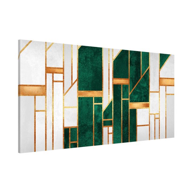 Magnettafel - Emerald und Gold Geometrie - Panorama Querformat