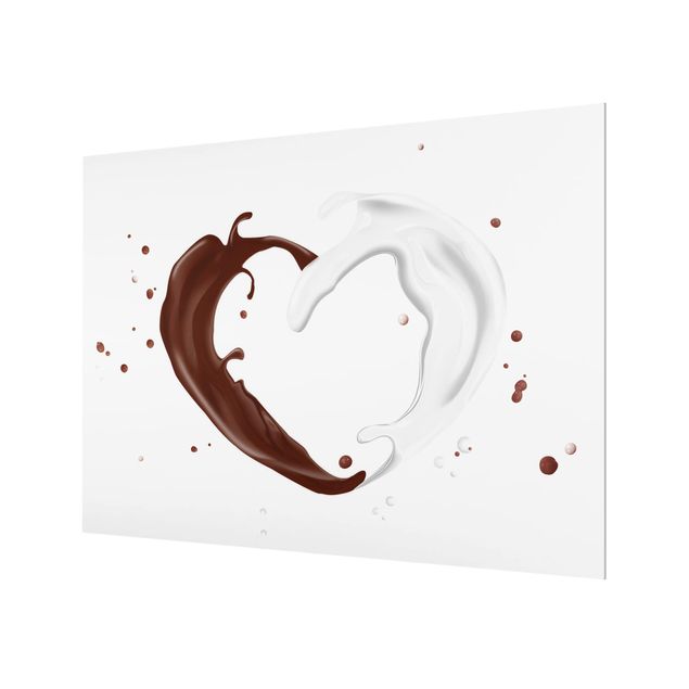 Glas Spritzschutz - Schokoladen Milch Herz - Querformat - 4:3