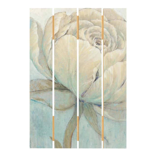 Holzbild - Englische Rose Pastell - Hochformat 3:2