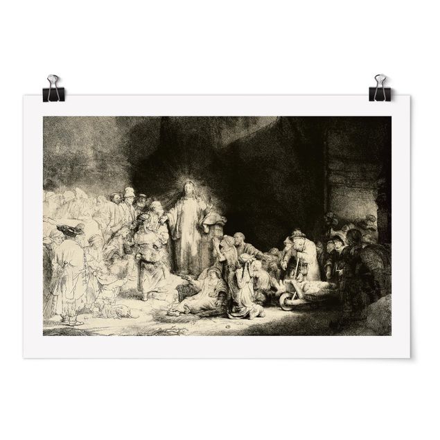 Poster - Rembrandt van Rijn - Christus heilt die Kranken - Querformat 2:3