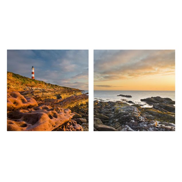 Bilder Tarbat Ness Meer & Leuchtturm bei Sonnenuntergang