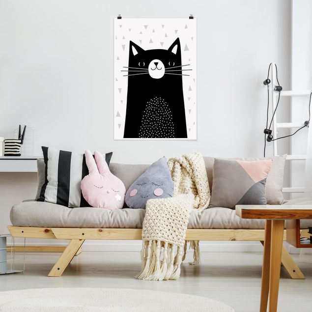 Poster schwarz-weiß Fotografie Tierpark mit Mustern - Katze