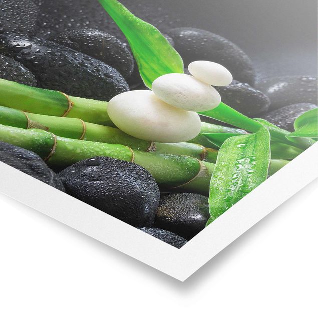 Poster bestellen Weiße Steine auf Bambus