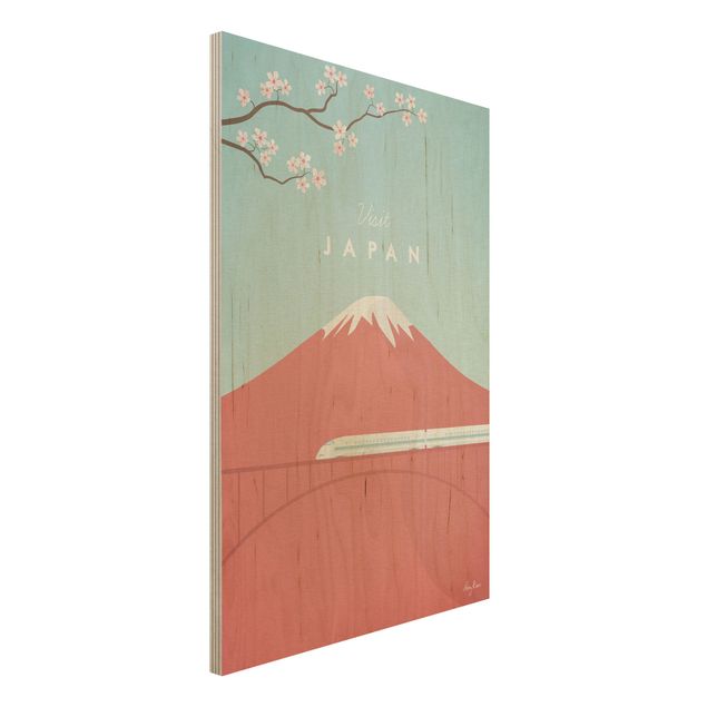 Holzbilder Blumen Reiseposter - Japan