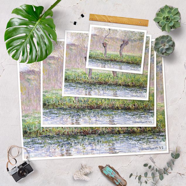 Poster - Claude Monet - Weidenbäume Frühling - Querformat 3:4
