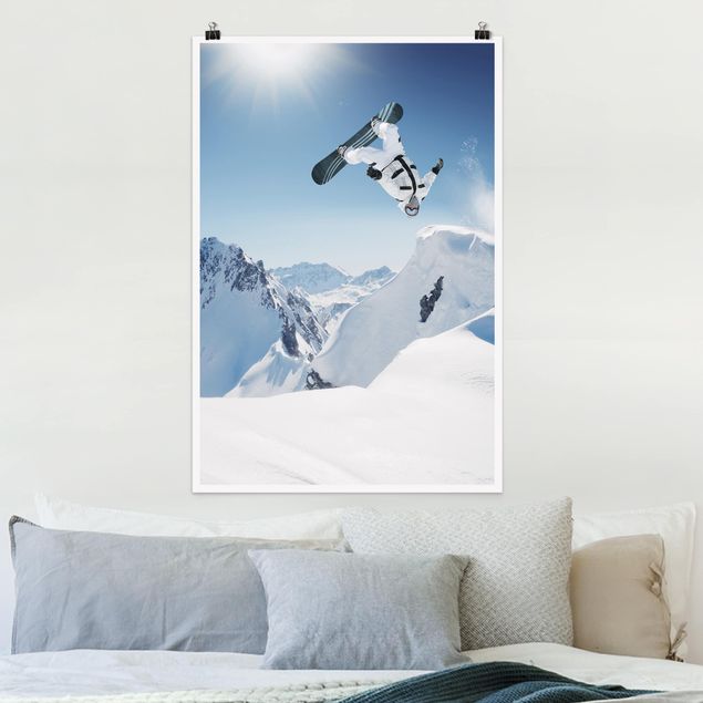 Wand Poster XXL Fliegender Snowboarder