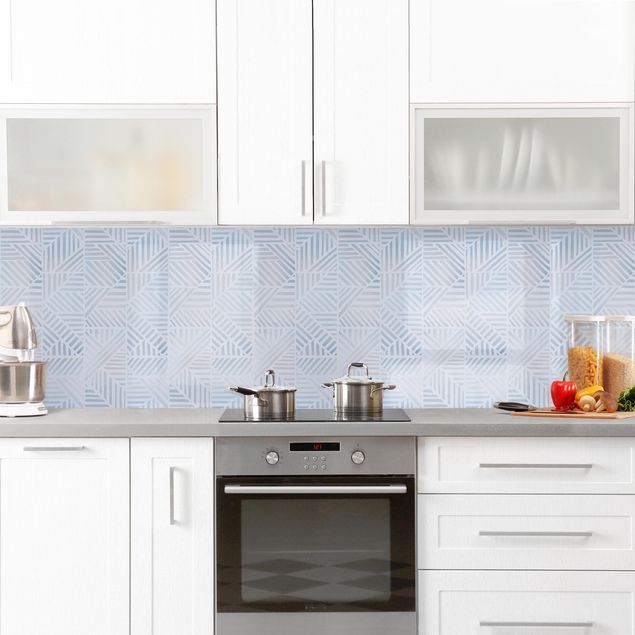 Küchenrückwand selbstklebend Linienmuster Verlauf in Blau