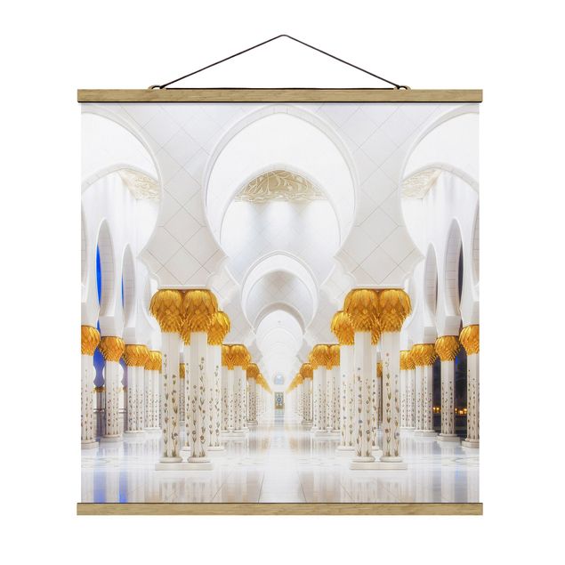 Stoffbild mit Posterleisten - Moschee in Gold - Quadrat 1:1