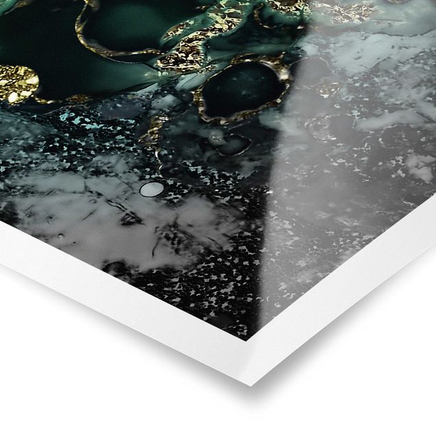 Poster - Goldene Meeres-Inseln Abstrakt - Panorama Querformat
