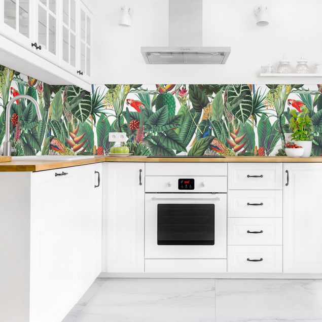 Küchenspiegel Bunter tropischer Regenwald Muster II