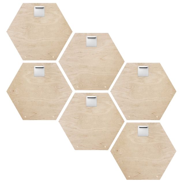 Hexagon Bild Holz 6-teilig - Buchstaben FAMILY Weiß Set II