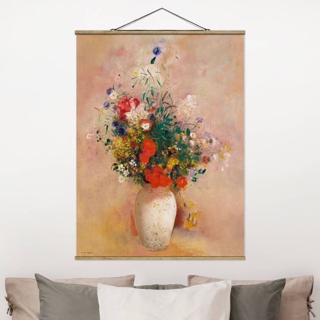 schöne Bilder Odilon Redon - Vase mit Blumen (rosenfarbener Hintergrund)