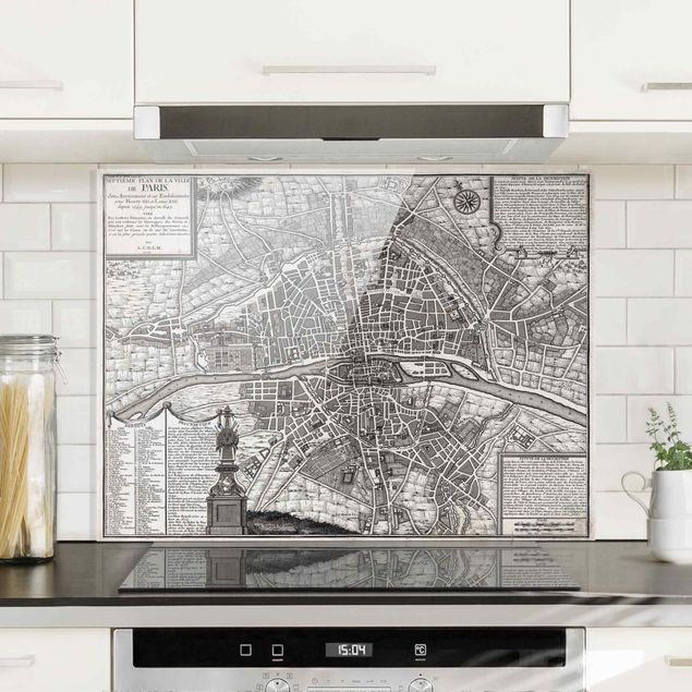 Spritzschutz Künstler Vintage Stadtplan Paris um 1600
