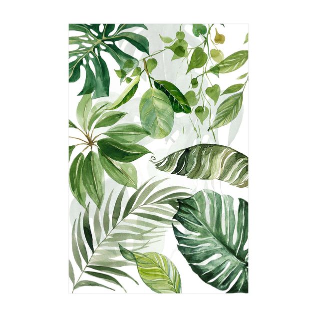 Teppich Dschungel Aquarell Tropische Blätter und Ranken