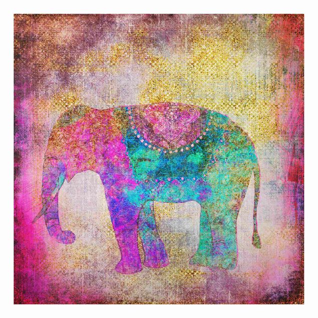 Foto auf Alu Dibond Bunte Collage - Indischer Elefant