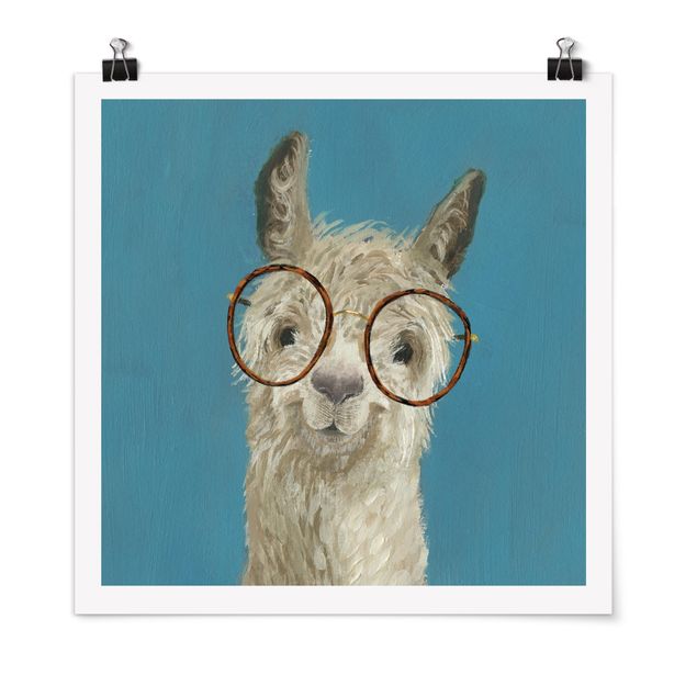 Poster - Lama mit Brille I - Quadrat 1:1