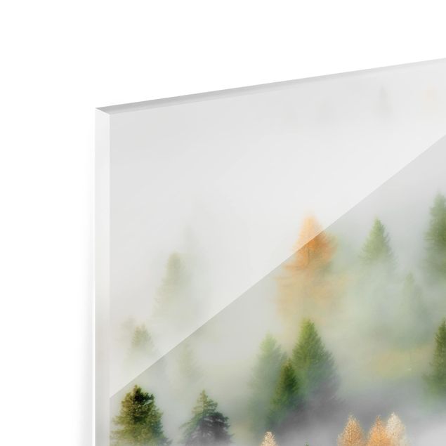 Spritzschutz Glas - Nebelwald im Herbst - Querformat - 3:2