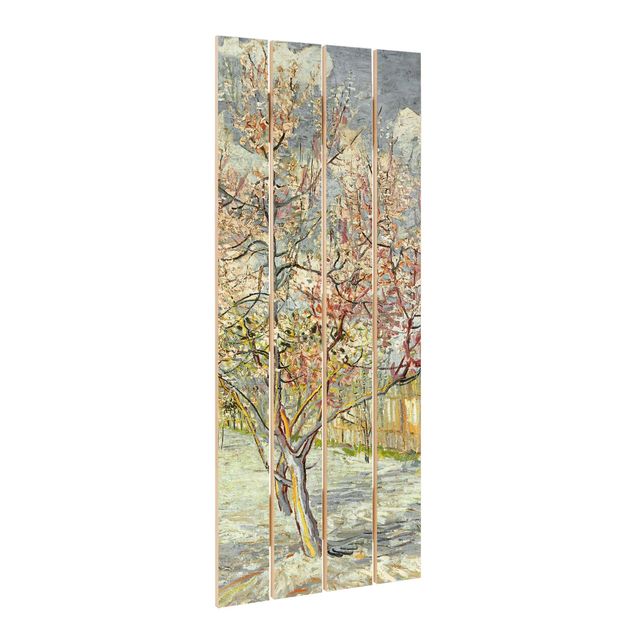 Holzbild - Vincent van Gogh - Blühende Pfirsichbäume - Hochformat 5:2