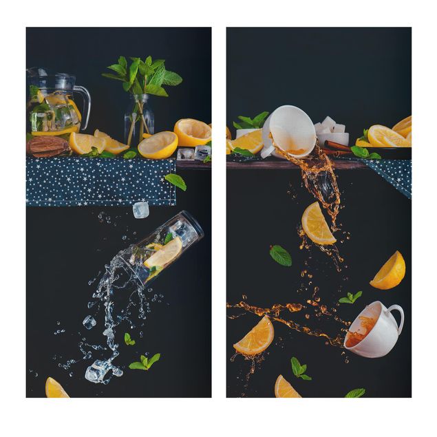 Leinwandbild 2-teilig - Citrus Splash - Hoch 1:2