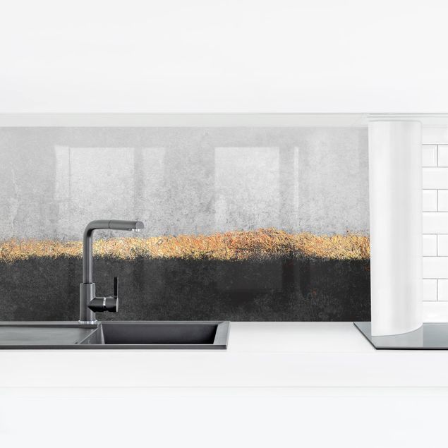 Küchenrückwand selbstklebend Abstrakter Goldener Horizont Schwarz Weiß
